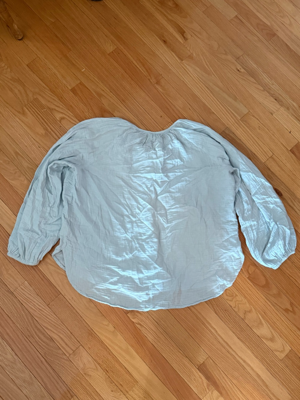 GAP Crinkle Gauze Peasant Top Pale Blue Button-Front Women's Blouse - Picture 6 of 6